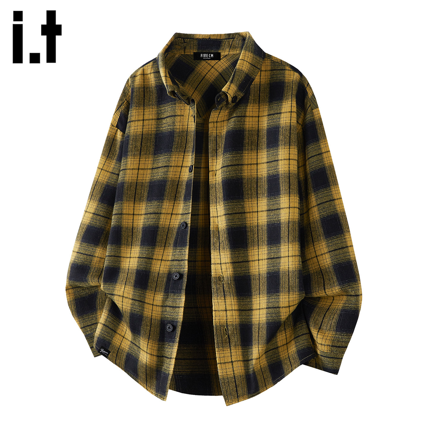 it :5cm/FIVECM黄色格长袖衬衫男士高级感外套2026年春季潮牌衬衣