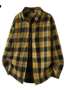 it :5cm/FIVECM黄色格长袖衬衫男士高级感外套2026年春季潮牌衬衣
