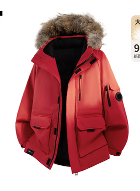 it :5cm/FIVECM潮流大毛领派克工装羽绒服男士2025冬季白鸭绒外套