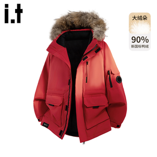 it :5cm/FIVECM潮流大毛领派克工装羽绒服男士2025冬季白鸭绒外套