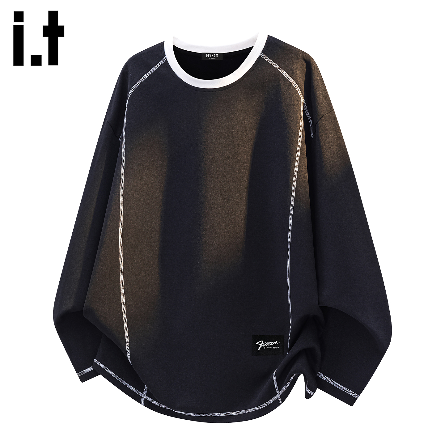 IT5cm撞色条纹打底衫长袖T恤