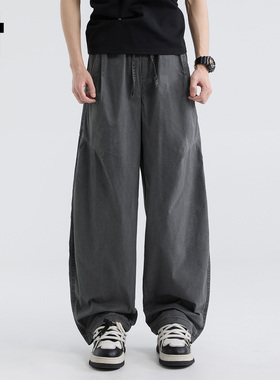 it :5cm/FIVECM男士复古时尚灰色休闲阔腿裤男款2025夏季宽松长裤