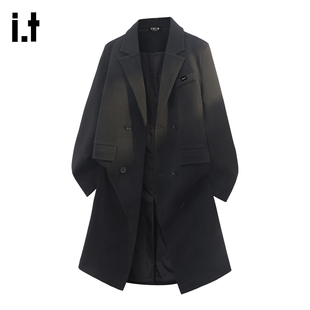 it :5cm/FIVECM英伦风休闲呢子大衣男春季潮流百搭韩系中长款外套