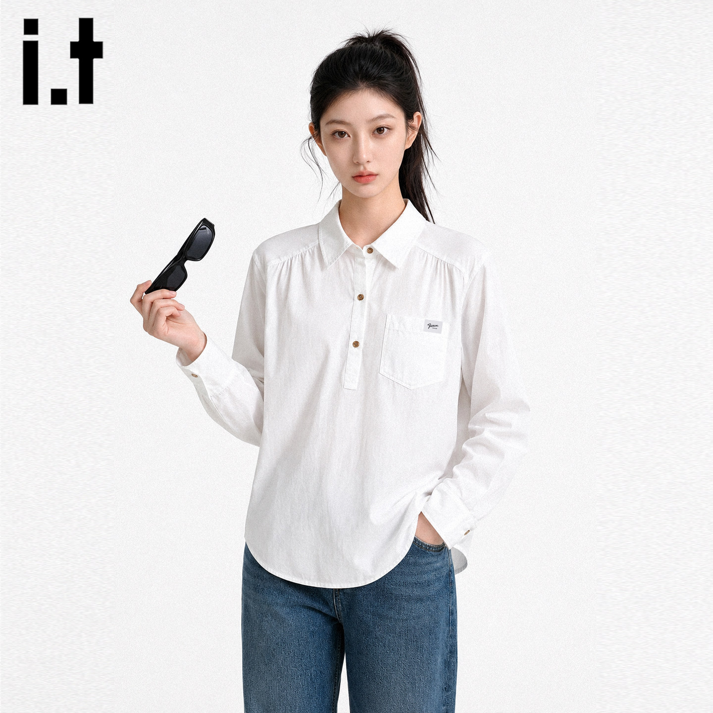 it法式休闲气质感Polo领衬衫女