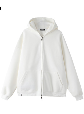 it :5cm/FIVECM白色连帽长袖美式拉链卫衣外套男女2025秋宽松上衣