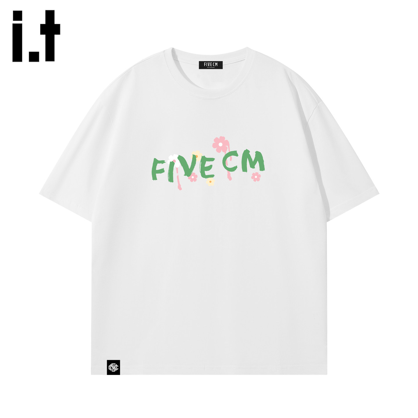 it FIVECM潮流重磅卡通印花短袖T恤男女夏季新款宽松白色潮牌上衣