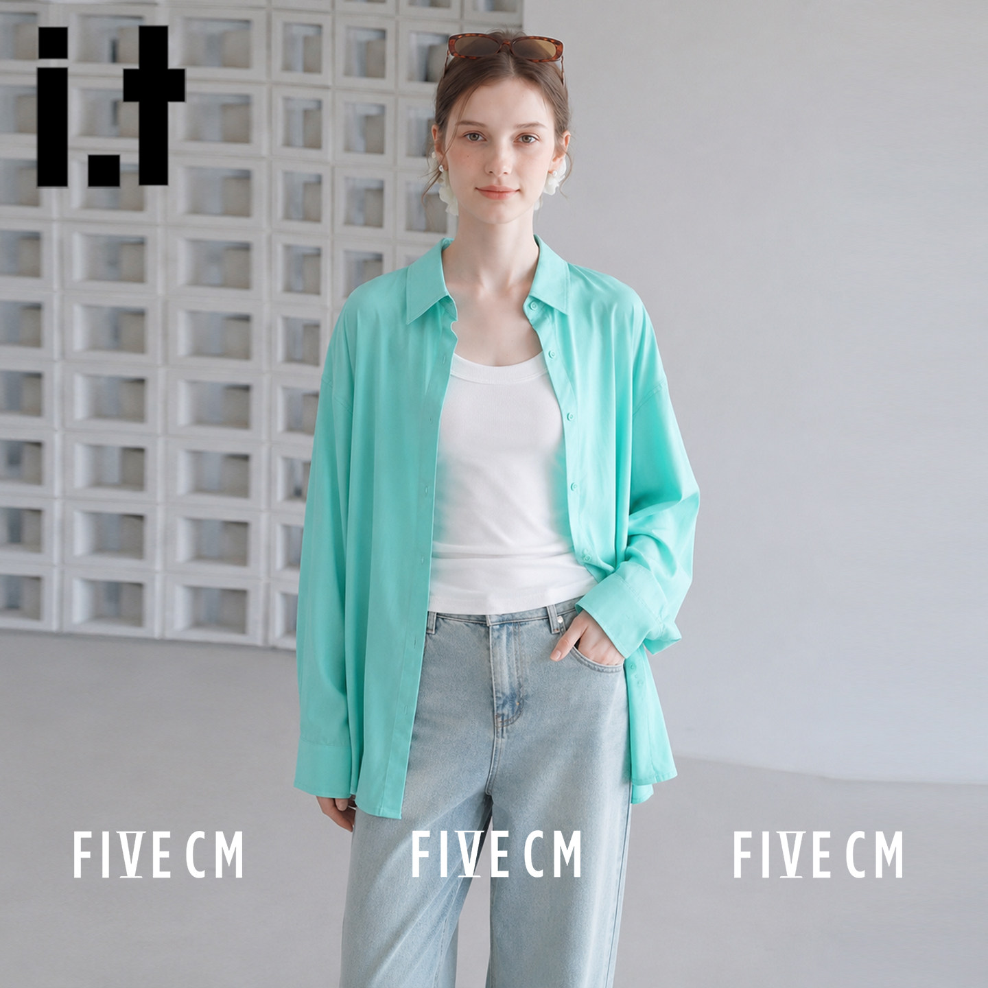 itFIVECM韩系纯棉长袖衬衫女
