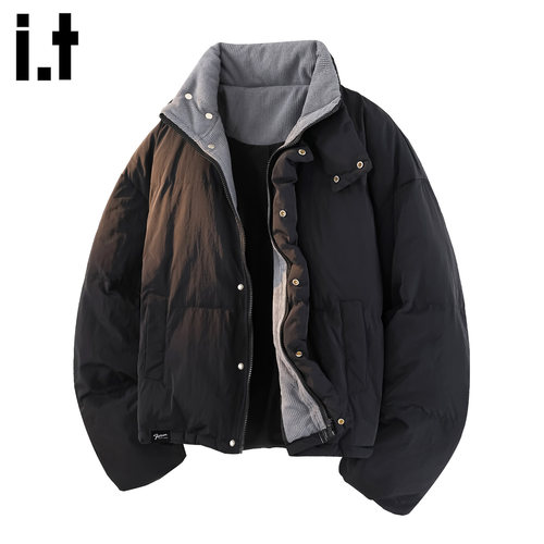 it者复古拼接灯芯绒加厚保暖棉服