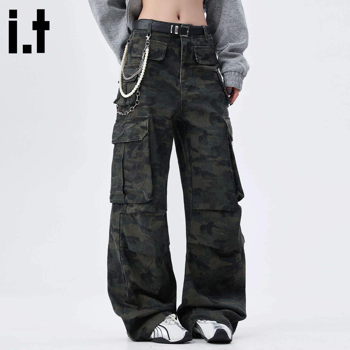 it :5cm/FIVECM美式直筒迷彩工装阔腿裤男女2025休闲秋冬季宽松潮