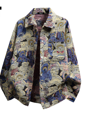 it :5cm/FIVECM复古印花潮牌翻领衬衫男款2025秋冬宽松厚衬衣外套