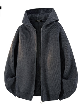 it :5cm/FIVECM青年时尚连帽拉链针织开衫外套男士2025秋冬款上衣