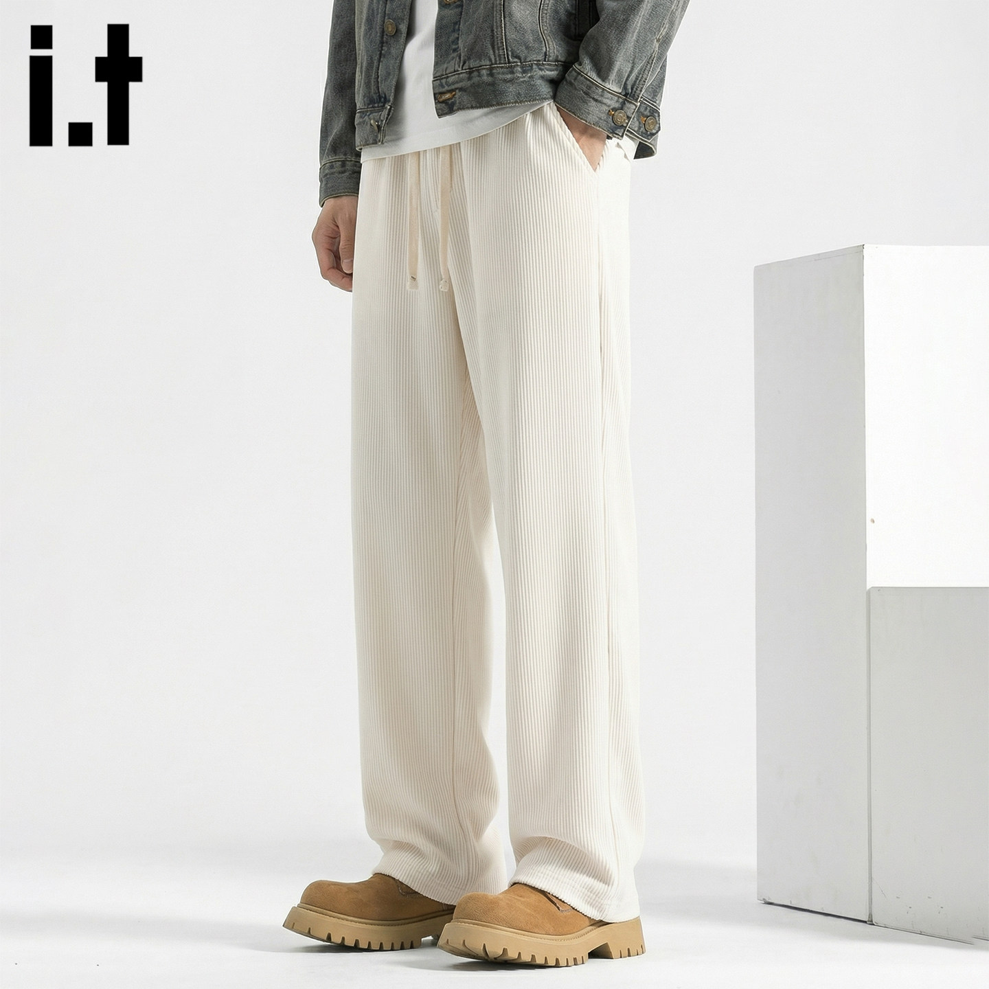 it :5cm/FIVECM美式复古褶皱设计感直筒工装裤男女宽松阔腿休闲裤,男装,休闲裤,淘宝优惠券,粉丝福利购,淘宝优惠卷