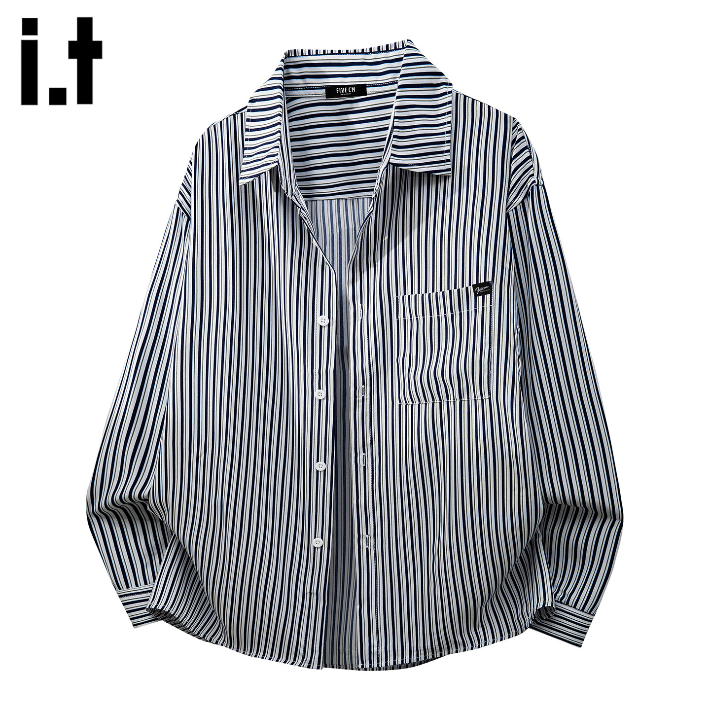 it :5cm/FIVECM韩系蓝色条纹长袖衬衫男女2026新款高级感痞帅衬衣