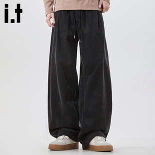 it :5cm/FIVECM灯芯绒工装休闲裤男女冬季新款加厚保暖阔腿长裤子