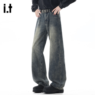 it :5cm/FIVECM潮牌复古牛仔裤男士2026新款直筒休闲水洗长裤阔腿