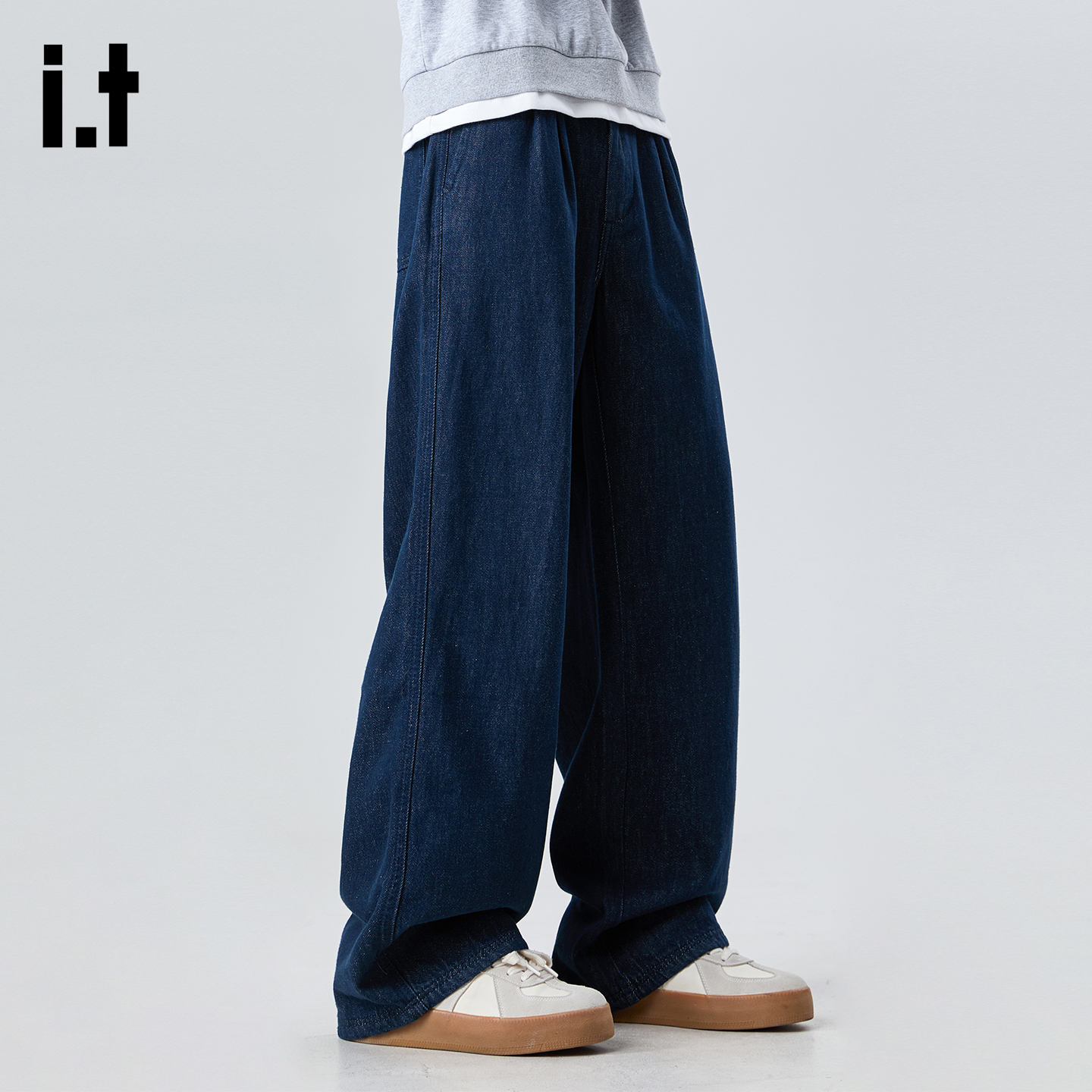 FIVEcm美式垂感阔腿牛仔裤