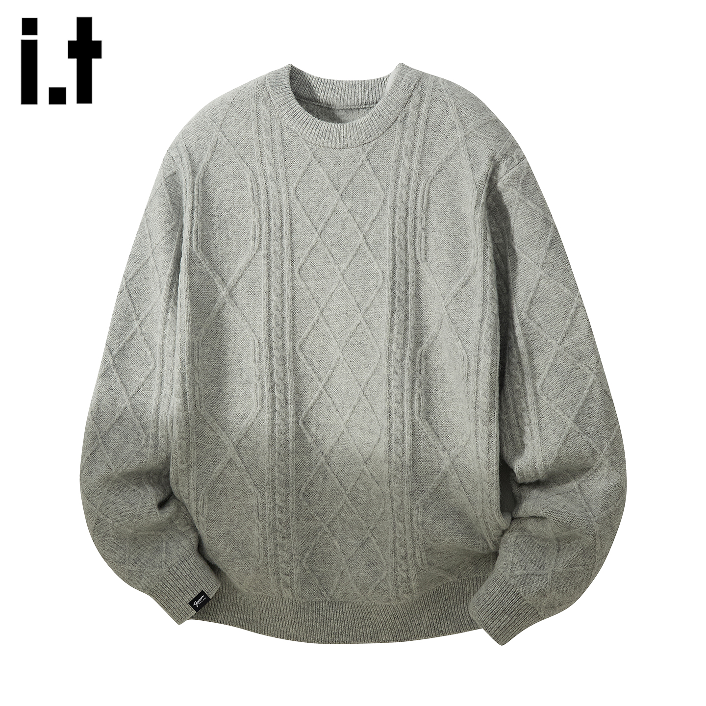 IT'S5cm红色圆领长袖针织毛衣