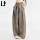 男女2025宽松直筒长裤 裤 休闲阔腿裤 5cm FIVECM设计感格纹西装