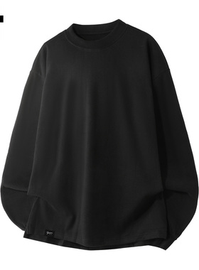 it :5cm/FIVECM黑色德绒长袖圆领卫衣男士2025秋冬季打底内搭上衣