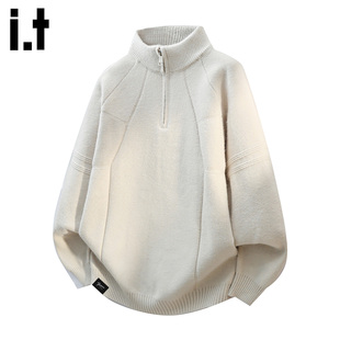 it :5cm/FIVECM美式半高领拉链毛衣男款2025秋冬宽松舒适针织上衣