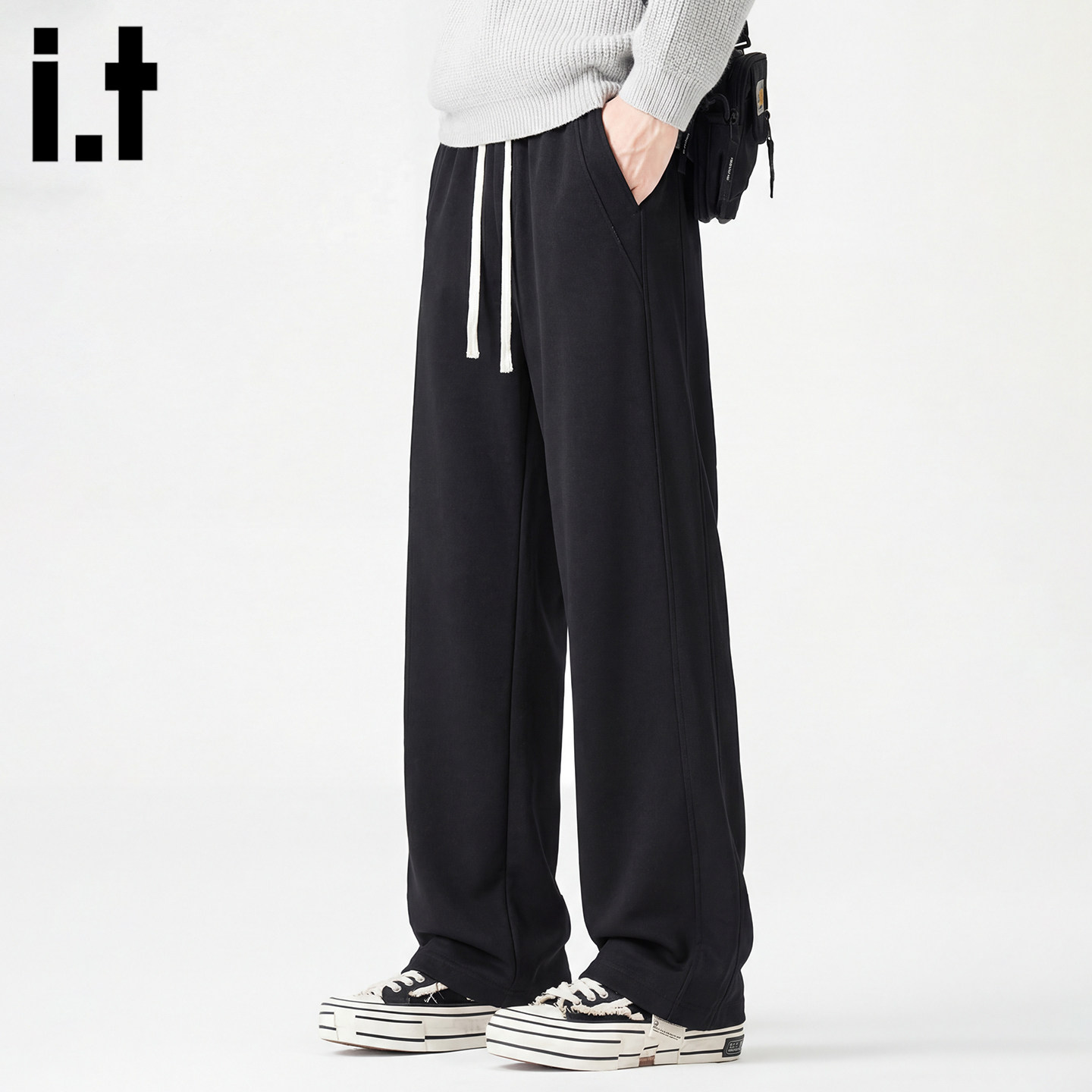 it :5cm/FIVECM美式百搭弯刀卫裤男春季宽松直筒垂感高级感休闲裤