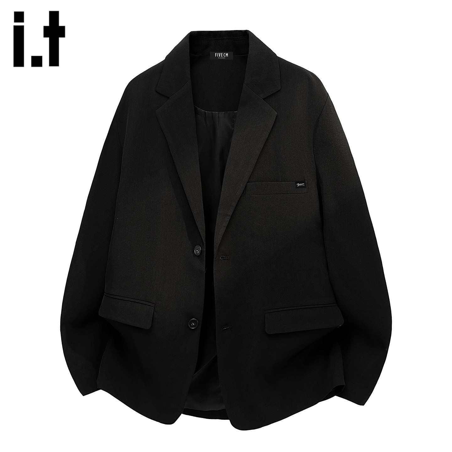 it :5cm/FIVECM原创经典廓形黑色垫肩西装品牌标识百搭宽松外套男