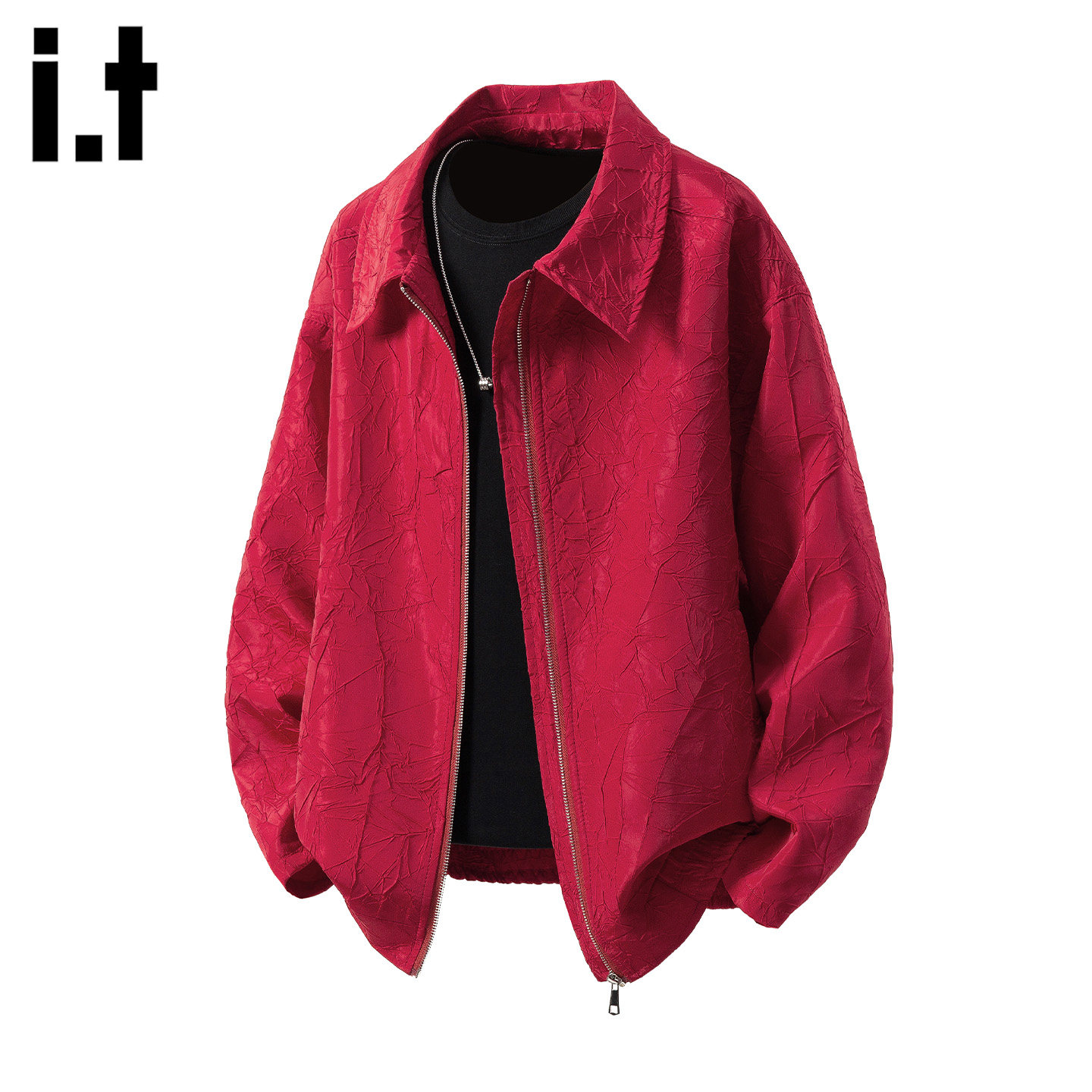 it :5cm/FIVECM高级感外套男轻奢炸街飞行员夹克春季款褶皱棒球服