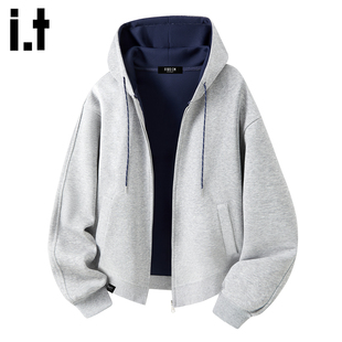 it :5cm/FIVECM加绒开衫卫衣男士秋冬季美式重磅宽松拉链连帽外套