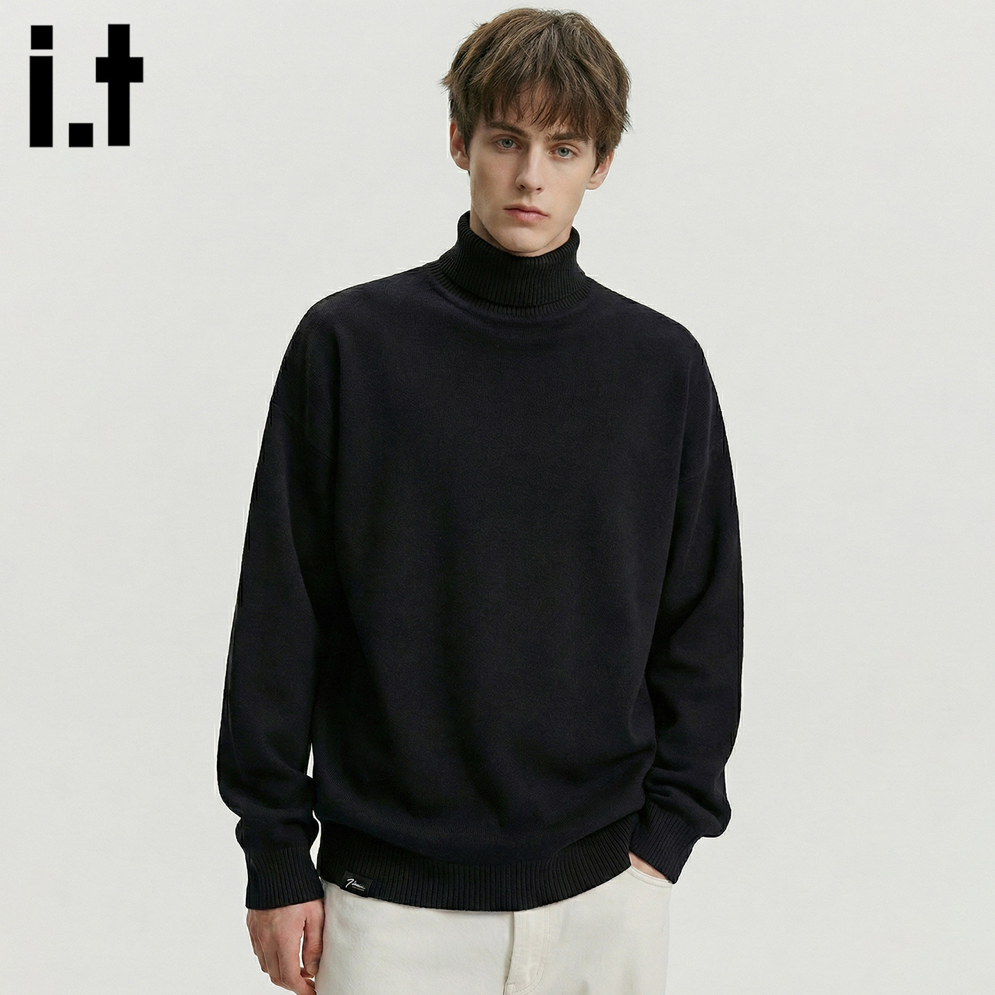 it :5cm/FIVECM联名高街纯色连帽毛衣男春款潮流新款高级感针织衫