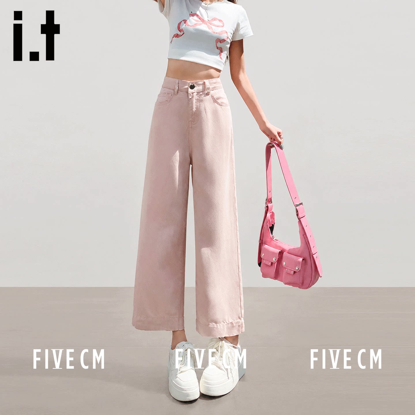 itFIVECM夏季阔腿九分牛仔裤子