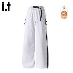 it :5cm/FIVECM白色山系户外登山冲锋裤男士冬加绒加厚工装直筒裤