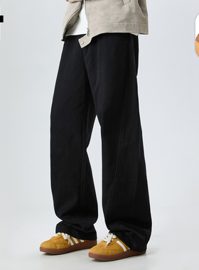 it :5cm/FIVECM黑色加绒休闲裤男士2025秋冬季新款宽松潮流直筒裤