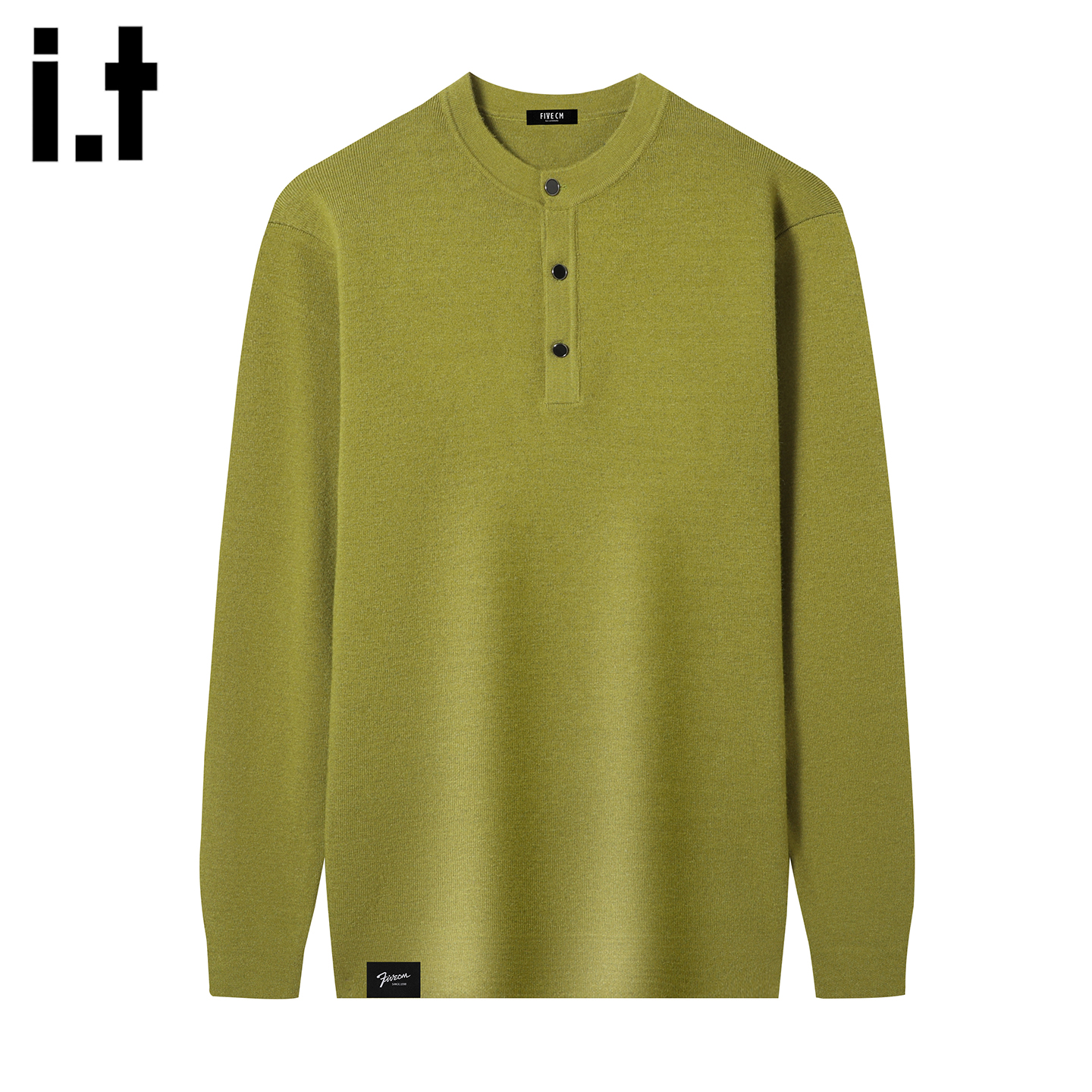it :5cm/FIVECM三粒扣半开领长袖打底衫毛衣男士2025秋冬针织上衣