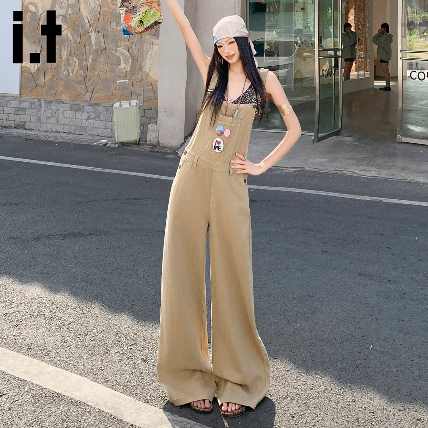itFIVECM日杂盐系牛仔背带裤女