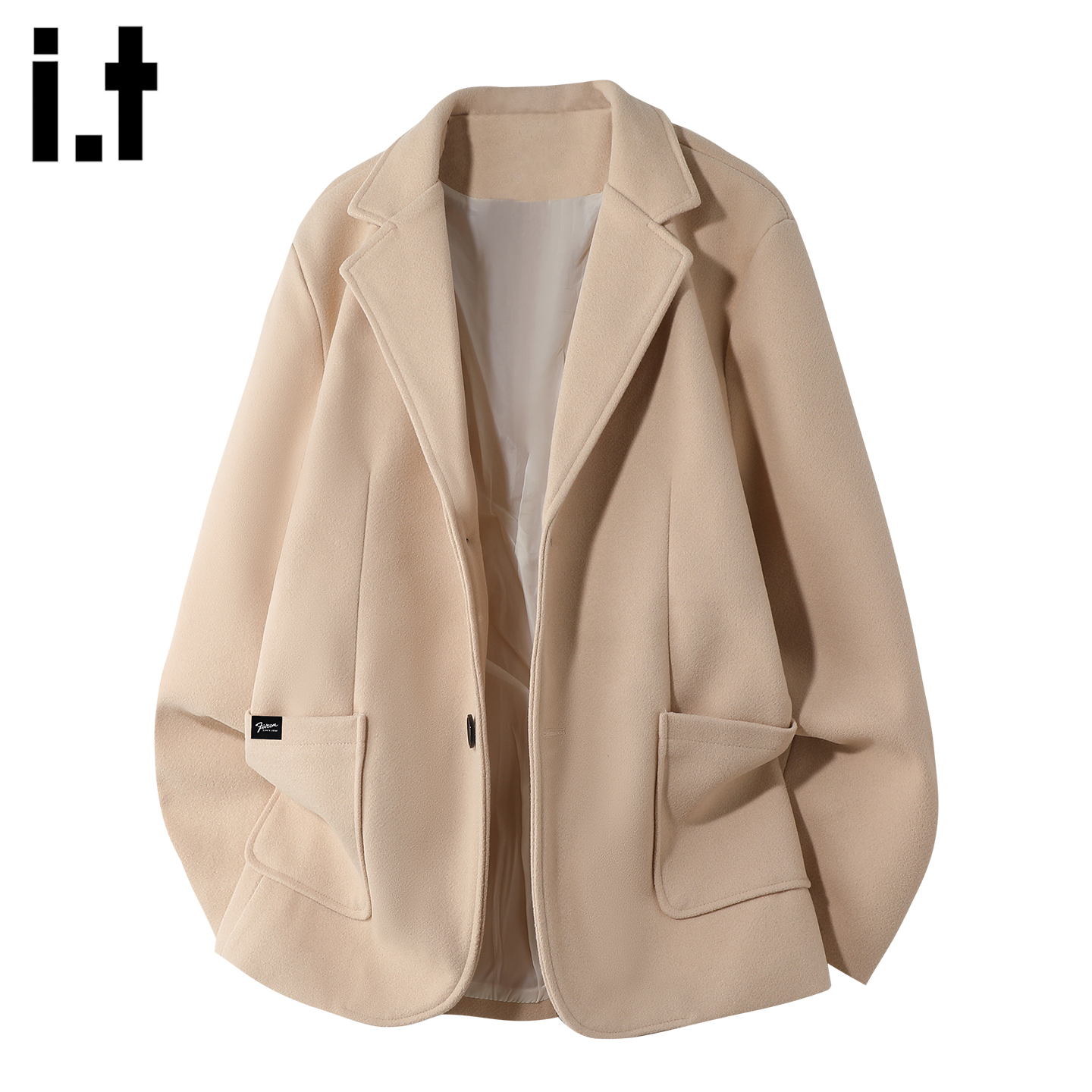 时尚西装领毛呢大衣男士