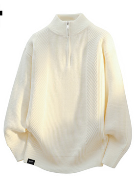 it :5cm/FIVECM白色半拉链立领毛衣男士2025秋冬毛线衣针织上衣潮