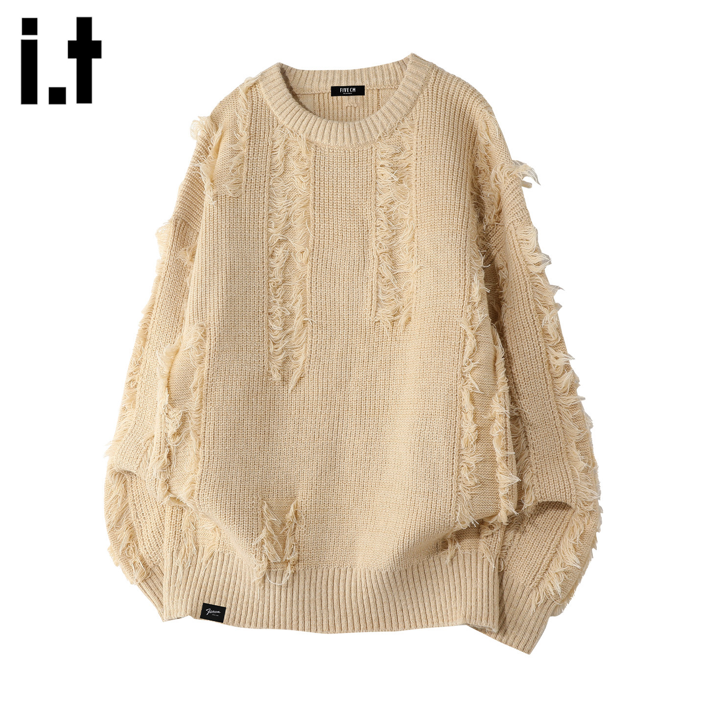 春秋新款复古流苏圆领毛衣