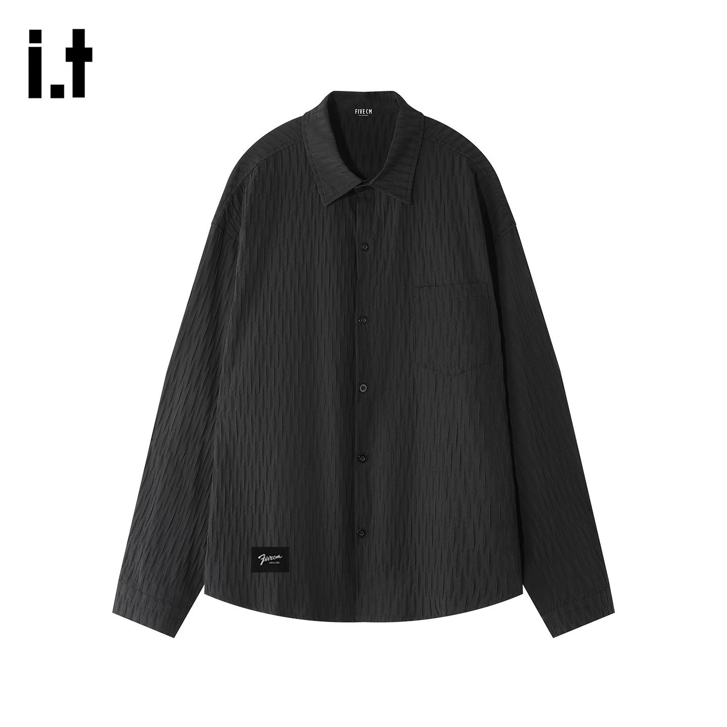 IT'S5cm黑色肌理感长袖衬衫