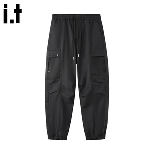 it :5cm/FIVECM黑色锥形工装裤休闲小脚裤男士2025夏秋款直筒长裤