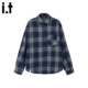 5cm 男款 FIVECM时尚 蓝色格子长袖 衬衫 2025秋季 宽松高级感上衣