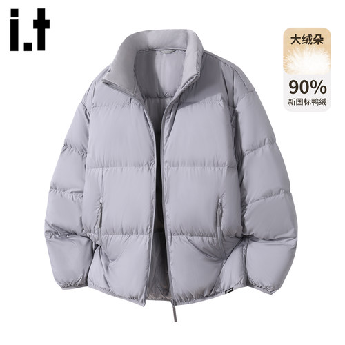 it5cm潮牌立领灰色羽绒服外套