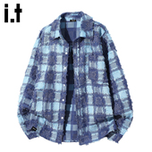 5cm 男2025秋冬季 FIVECM美式 格子流苏长袖 衬衫 时尚 设计感衬衣