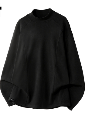 it :5cm/FIVECM黑色德绒半高领打底衫t恤男士秋冬季宽松内搭上衣