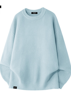 it :5cm/FIVECM蓝色宽松慵懒针织毛衣男士秋冬季保暖内搭长袖上衣