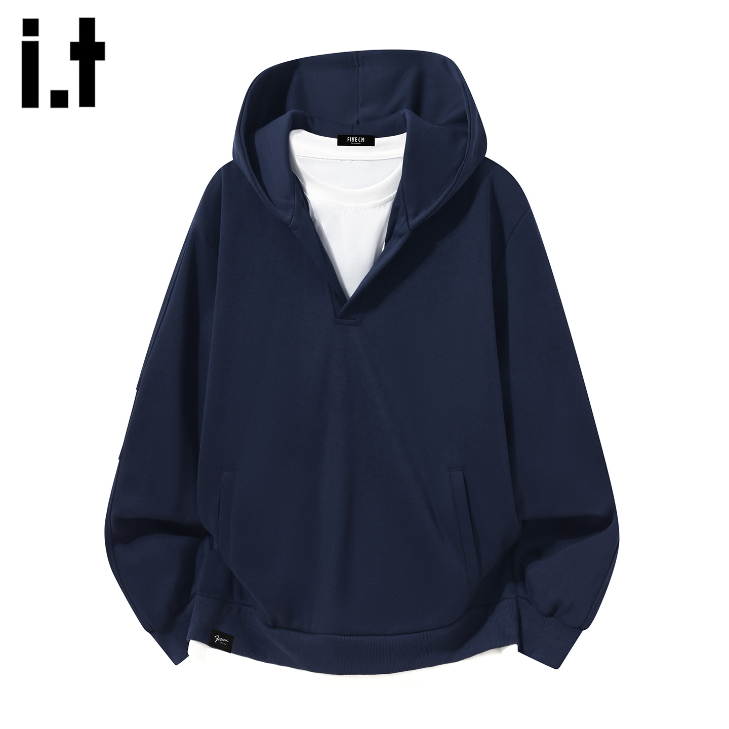 拼接it落肩袖套头宽松2025年秋季