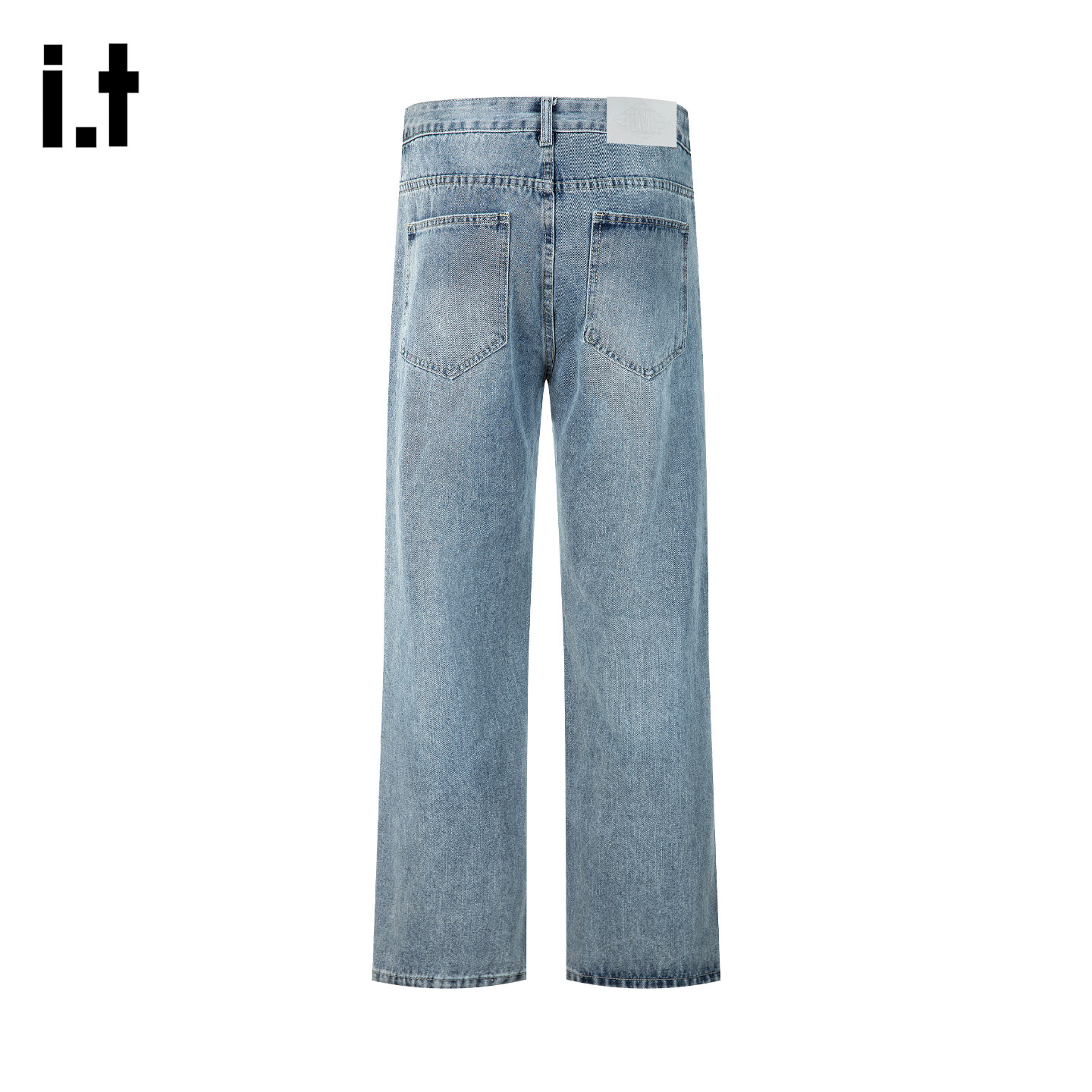 it :5cm/FIVECM美式直筒宽松阔腿浅蓝色牛仔裤男女基础简约百搭裤