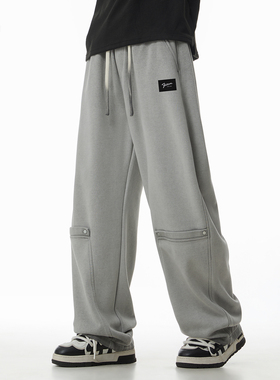 it :5cm/FIVECM设计感做旧口袋弯刀卫裤男士2025秋冬宽松阔腿长裤