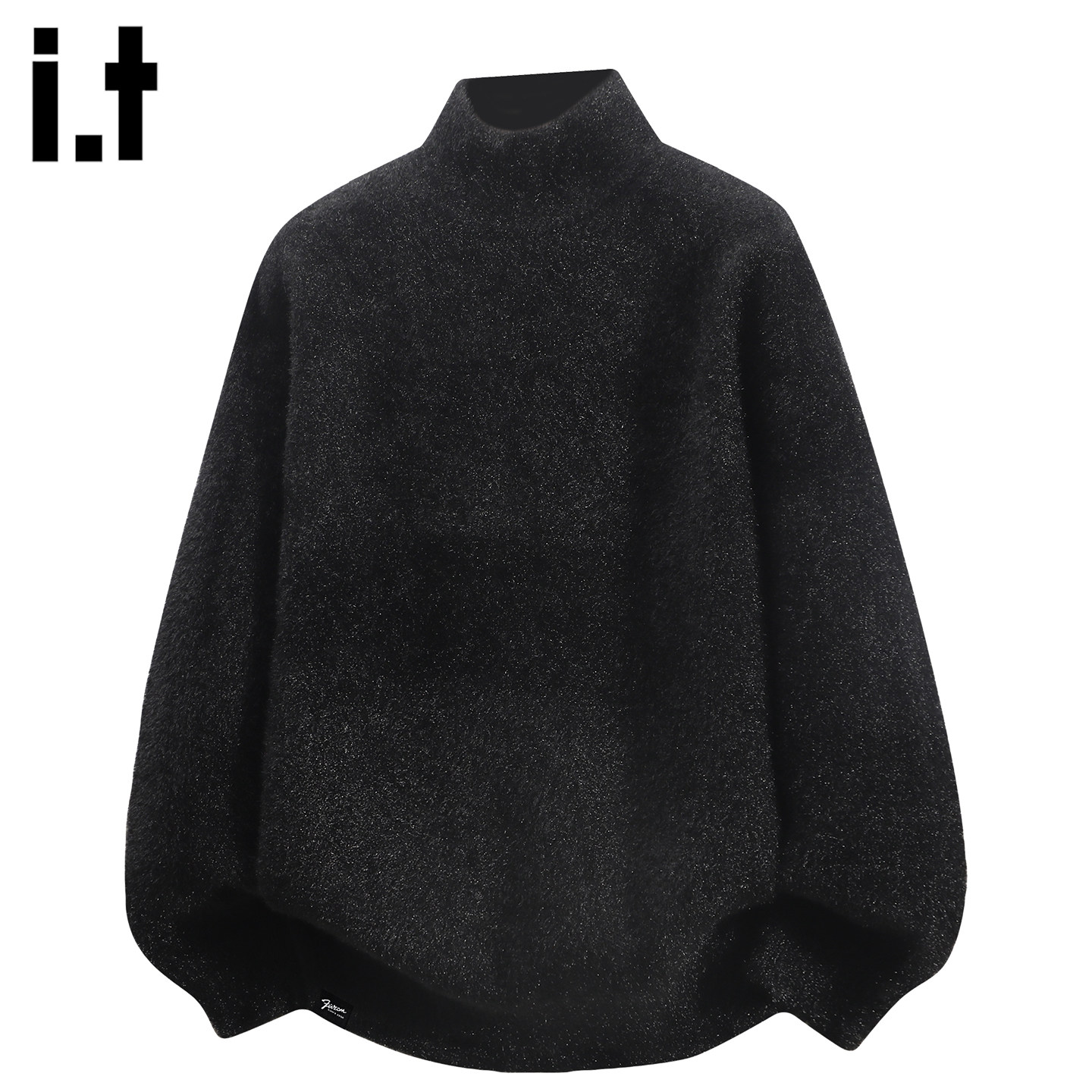 it5cm黑色水绒貂毛衣男士针织衫