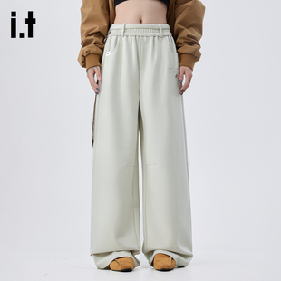 it :5cm/FIVECM高级感松紧腰垂坠感阔腿西装裤男女2025春秋款长裤