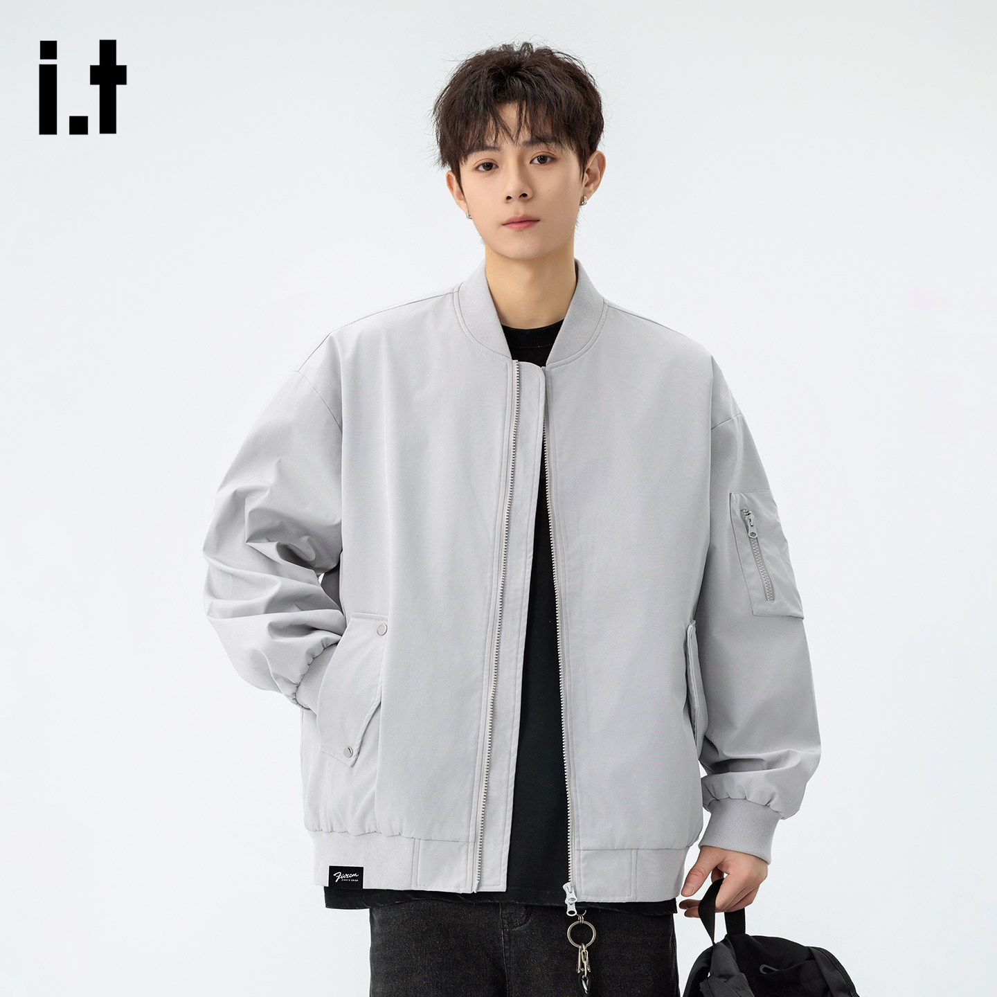 it :5cm/FIVECM春季机车风工装立领夹克男士痞帅宽松休闲长袖外套